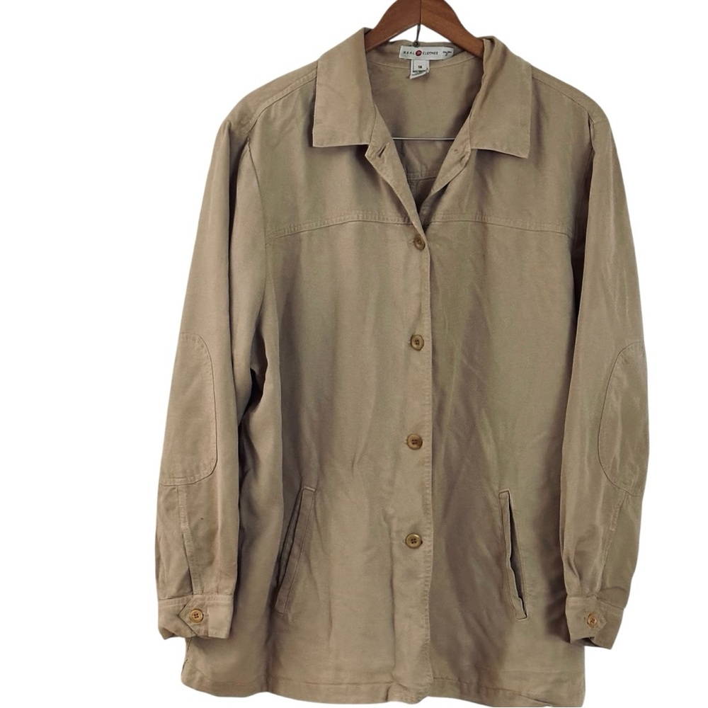 Real Clothes Salon Z Saks beige Shirt Jacket Womens Size 18